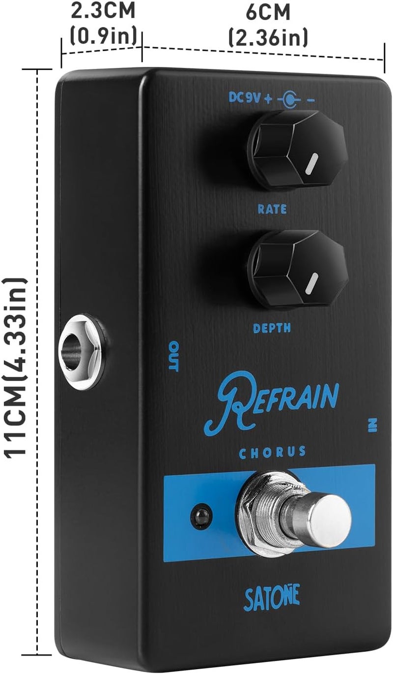 SATONE S802 Refrain Chorus Electric Guitar Effect Pedal - Warm and Vintage Preset Chorus Acoustic Metal Pedal with True Bypass - Image 4